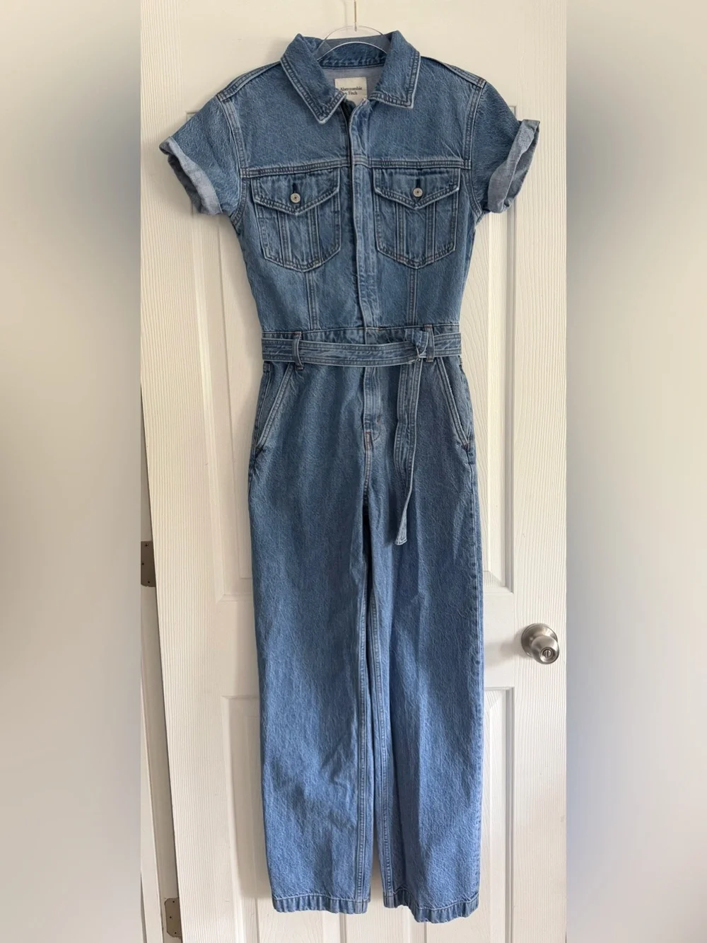 Abercrombie & Fitch Denim Jumpsuit with Belt